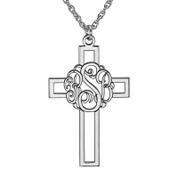 Personalized 14K Gold Over Silver 20mm Monogram Cross Pendant Necklace