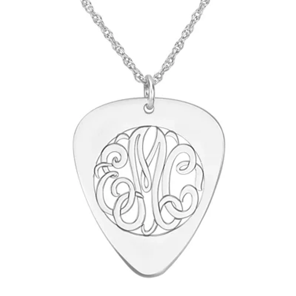 Personalized 14K Gold Over Sterling Silver Monogram Guitar Pick Pendant Necklace