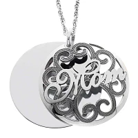 Personalized Sterling Silver Mom and Family Name Domed Pendant Necklace