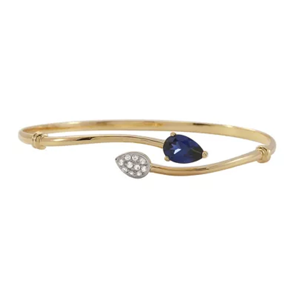 Blue & White Lab-Created Sapphire Bypass Bangle Bracelet