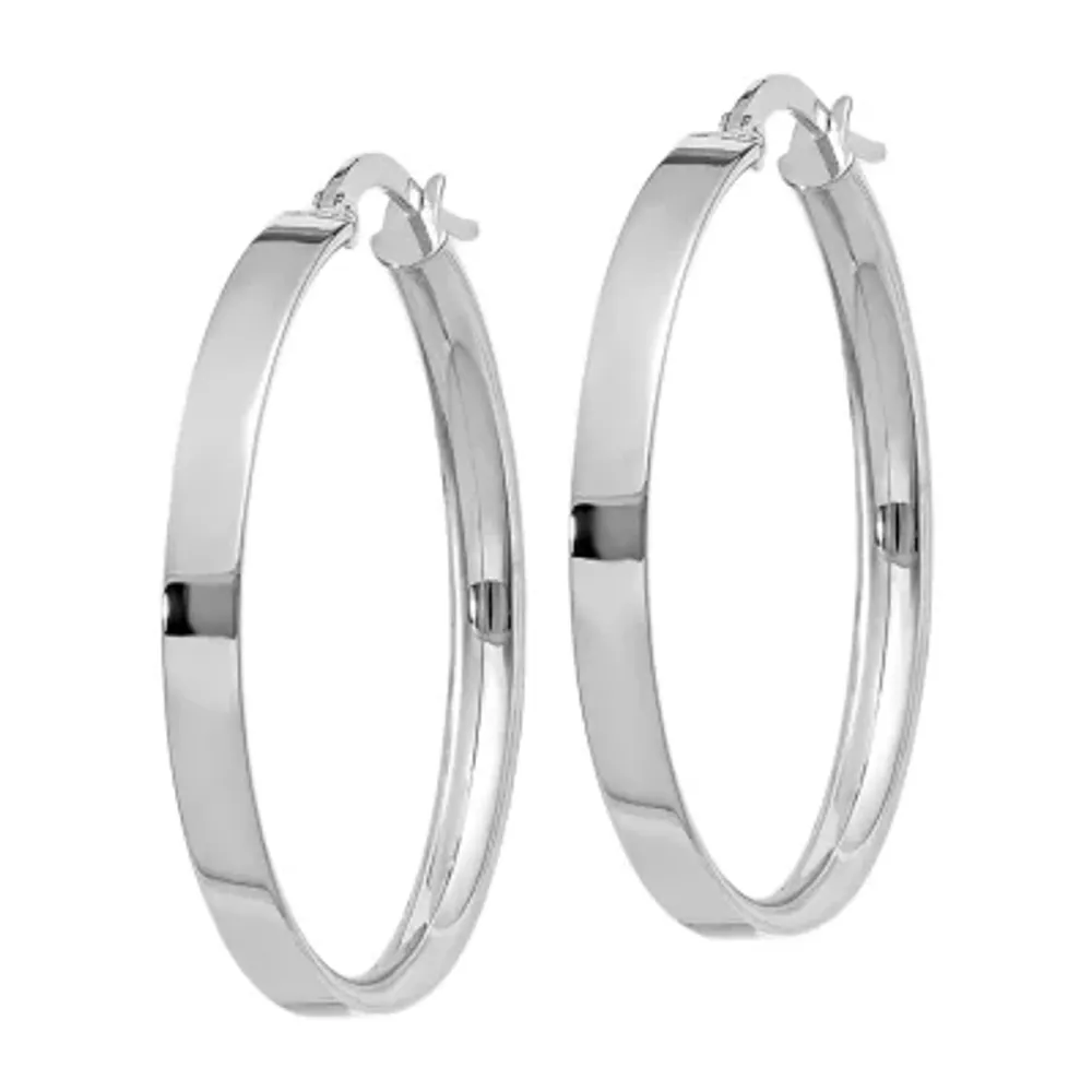 Made in Italy 14K White Gold 27mm Hoop Earrings