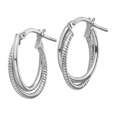 Made in Italy 14K White Gold 19.2mm Hoop Earrings