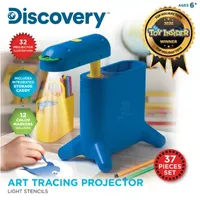 Discovery Kids Art Tracing Projector Kit for Kids 32 Stencils and 12 Markers Included Easy Portable Sketch Machine