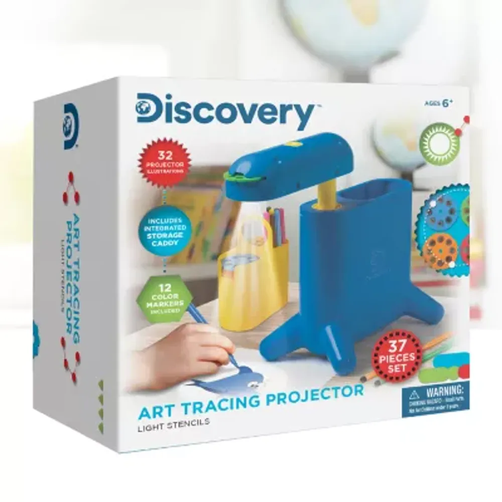 Discovery Kids Art Tracing Projector Kit for Kids 32 Stencils and 12 Markers Included Easy Portable Sketch Machine