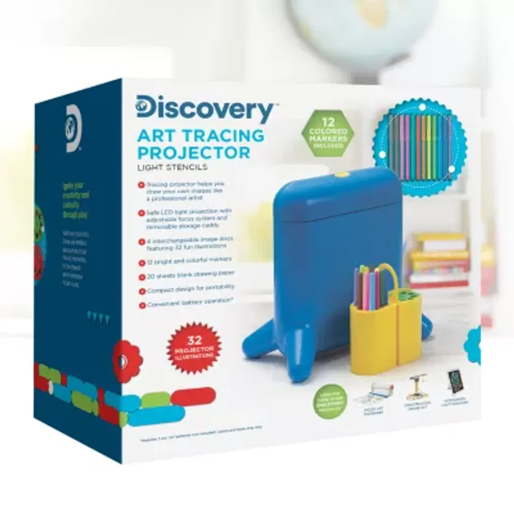 Discovery Kids Art Tracing Projector Kit for Kids 32 Stencils and 12 Markers Included Easy Portable Sketch Machine