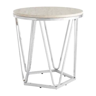 Brasia Round Faux Stone Side Table