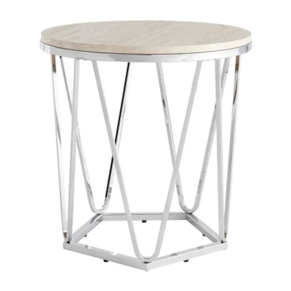 Brasia Round Faux Stone Side Table