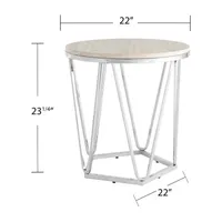 Brasia Round Faux Stone Side Table