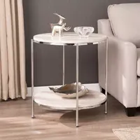 Anca Round Faux Stone End Table