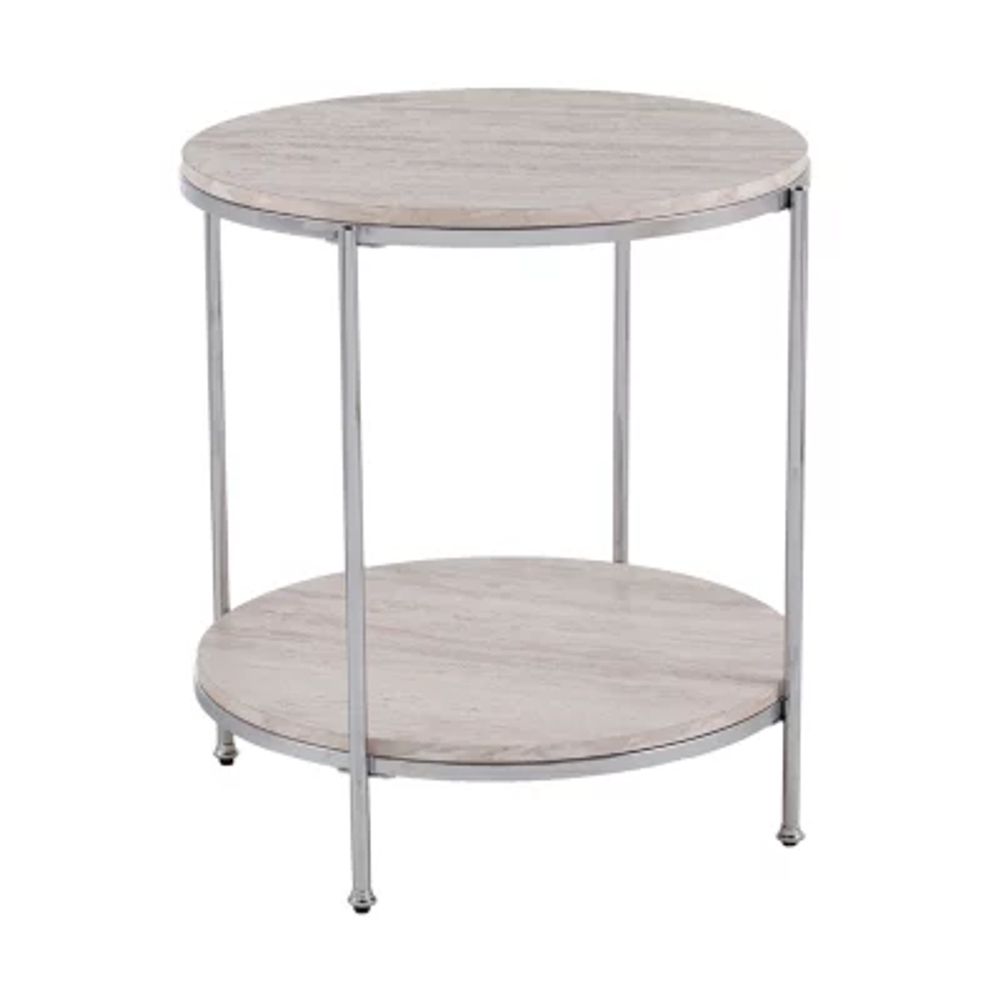 Anca Round Faux Stone End Table