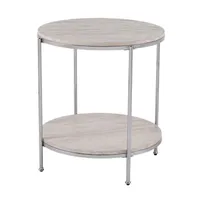 Anca Round Faux Stone End Table