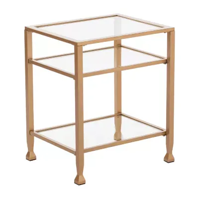 Brana Gold Metal and Glass End Table