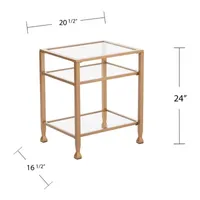 Brana Gold Metal and Glass End Table