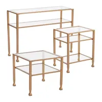 Brana Gold Metal and Glass End Table