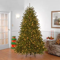 National Tree Co. Dunhill Fir Hinged / Foot Pre-Lit Fir Christmas Tree