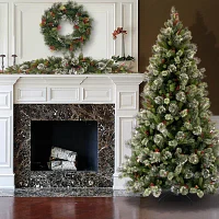 National Tree Co. Wintry Pine 7 1/2 Foot Pre-Lit Flocked Pine Christmas Tree