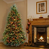 National Tree Co. Dunhill Fir Hinged 7 1/2 Foot Pre-Lit Fir Christmas Tree