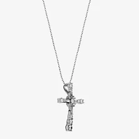 DiamonArt® Cubic Zirconia Sterling Silver Cross Pendant Necklace