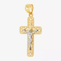 Crucifix Unisex Adult 14K Two Tone Gold Cross Pendant