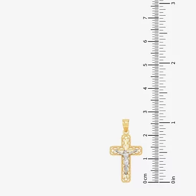 Crucifix Unisex Adult 14K Two Tone Gold Cross Pendant