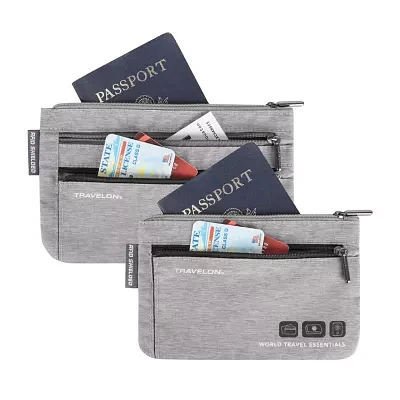 Travelon World Travel Essentials Set of 2 Currency and Passport Organizers