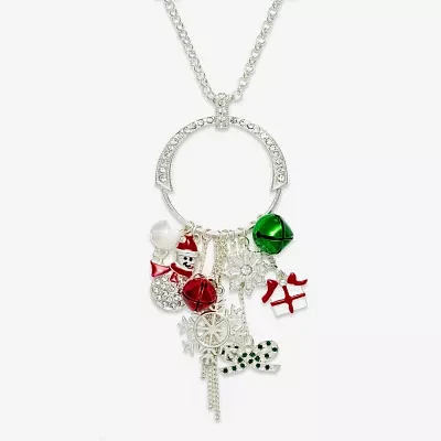 Mixit Holiday Cluster Charm Glass 32 Inch Rolo Pendant Necklace