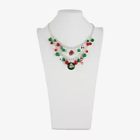 Mixit Holiday Layered Beaded Charm Glass 19 Inch Cable Statement Necklace