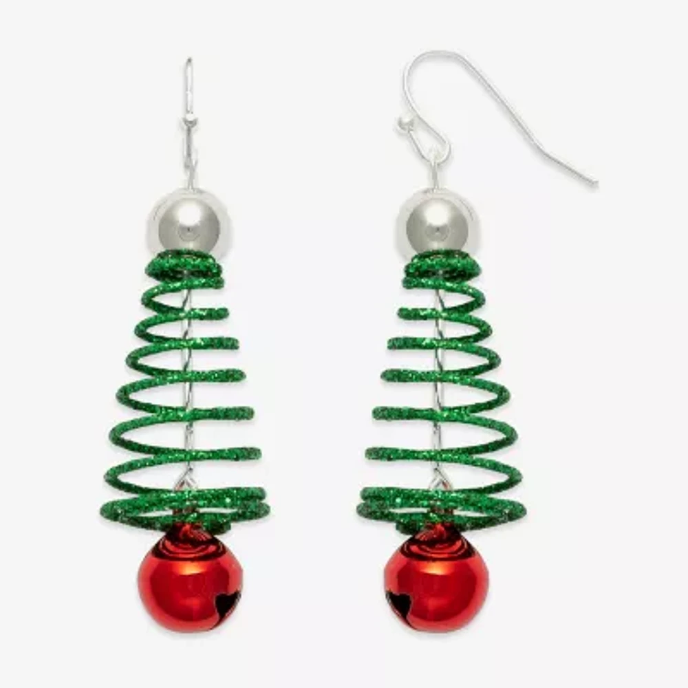 Mixit Spiral Christmas Tree Stainless Steel Drop Earrings