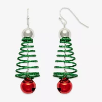 Mixit Spiral Christmas Tree Stainless Steel Drop Earrings