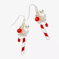 Mixit Candy Cane Glass Drop Earrings