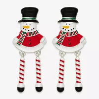 Mixit Snowman Candy Cane Leg Cubic Zirconia Drop Earrings