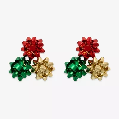 Mixit Christmas Bow Cluster Stainless Steel 24.8mm Stud Earrings