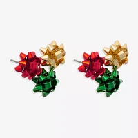 Mixit Christmas Bow Cluster Stainless Steel 24.8mm Stud Earrings