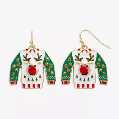 Mixit Ugly Christmas Sweater Stainless Steel Drop Earrings