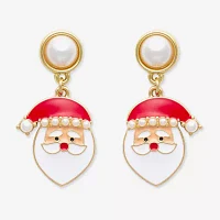 Mixit Santa Simulated Pearl Drop Earrings