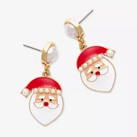 Mixit Santa Simulated Pearl Drop Earrings