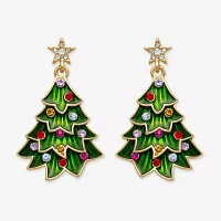 Mixit Christmas Tree Glass Drop Earrings