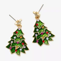 Mixit Christmas Tree Glass Drop Earrings