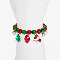 Mixit Holiday Beaded Stretch Glass Charm Bracelet