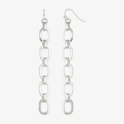 Bold Elements Chain Link Linear Womens Stainless Steel Drop Earrings