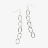 Bold Elements Chain Link Linear Womens Stainless Steel Drop Earrings