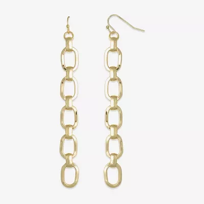 Bold Elements Chain Link Linear Stainless Steel Drop Earrings