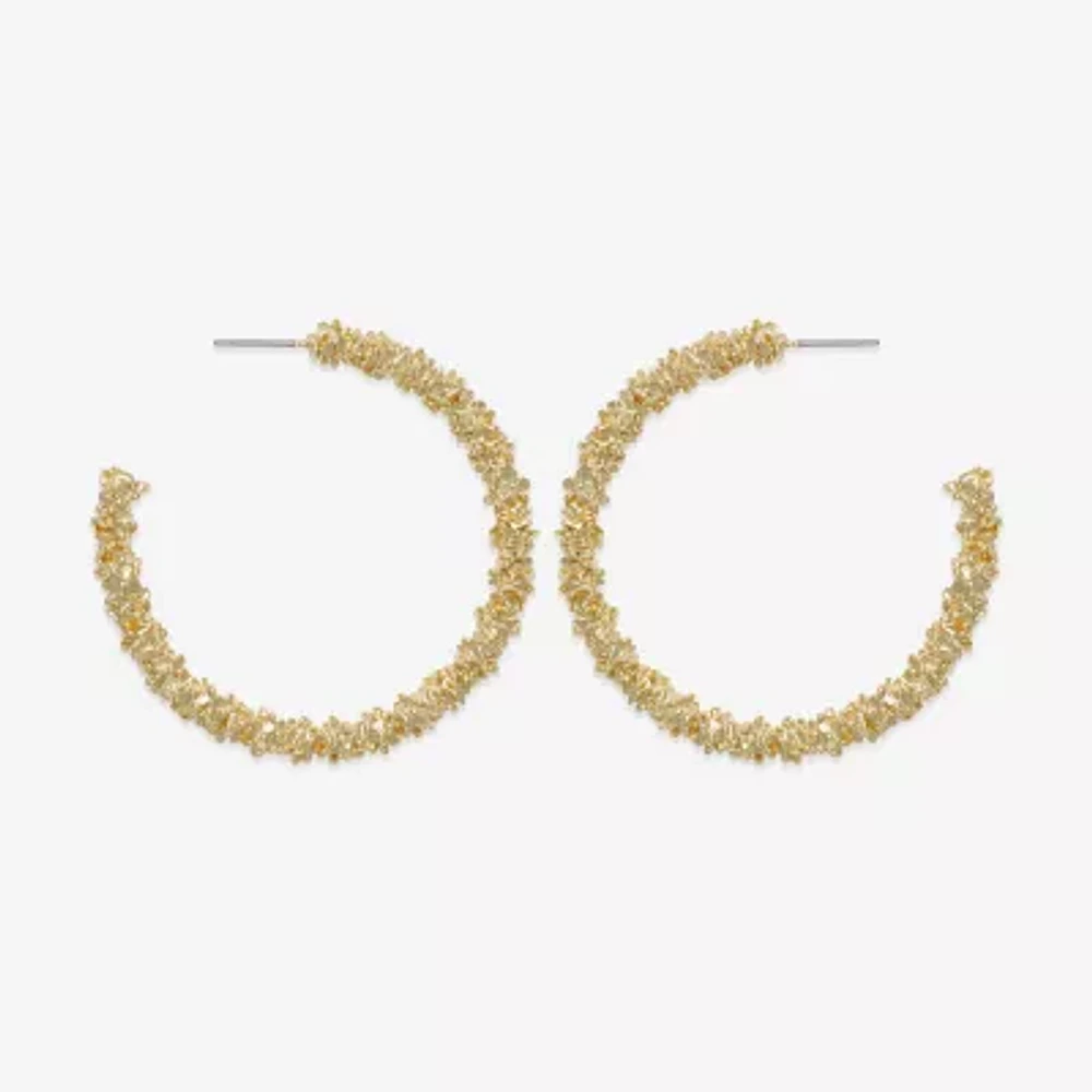 Bold Elements Textured Open Hoop Earrings