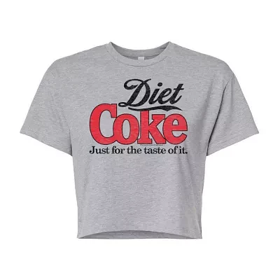 Juniors Diet Coke Cropped Tee Womens Crew Neck Short Sleeve Graphic T-Shirt