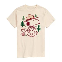 Juniors Peanuts Snoopy And Woodstock Wilderness Tee Womens Crew Neck Short Sleeve Graphic T-Shirt