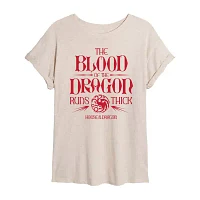 Juniors Game Of Thrones House Dragon Blood Tee Womens Crew Neck Short Sleeve Graphic T-Shirt