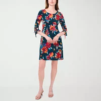 MSK Womens 3/4 Sleeve Floral Shift Dress Petite