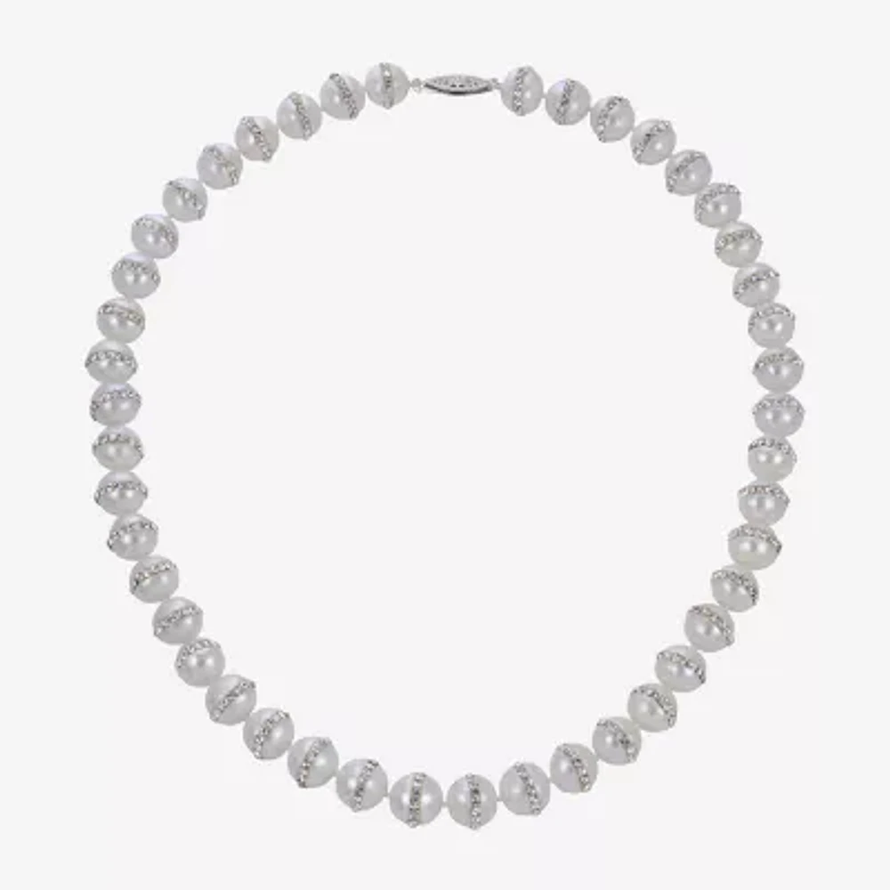 Cultured Freshwater Pearl & Crystal Accent Necklace