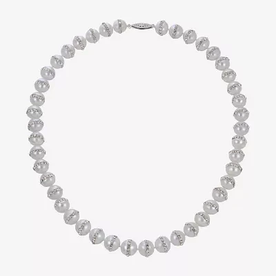 Cultured Freshwater Pearl & Crystal  Accent Necklace