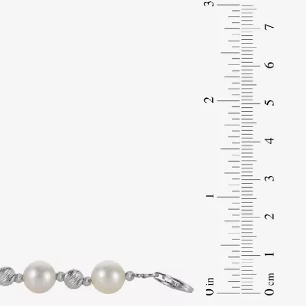 Cultured Freshwater Pearl & Brilliance Bead Sterling Silver 36" Necklace